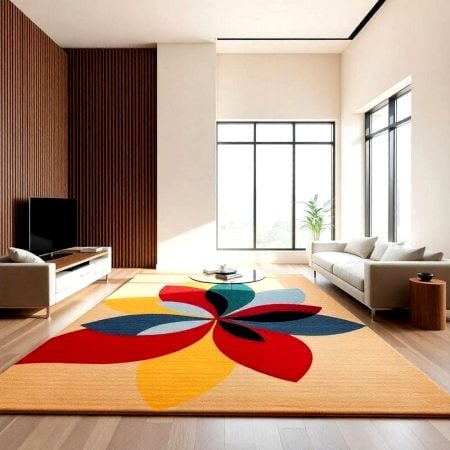 Handcrafted Floral Geometric Multicolor Area Rug